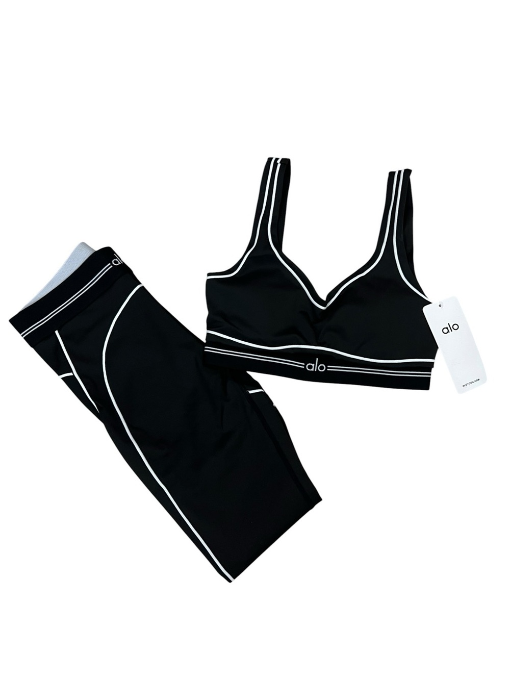 Alo Yoga Black 2 Piece Matching Set - Sports Bra + Leggings - Size Small - NWT